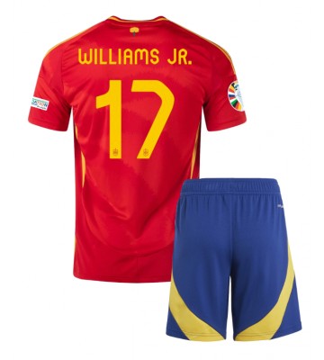 Spanien Nico Williams #17 Hjemmebanesæt Børn EM 2024 Kort ærmer (+ korte bukser)